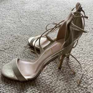 Lulu's Strappy Gold Heels Size 6.5